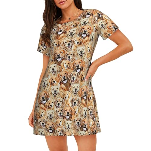 Chemise de nuit manches courtes contre la chaleur robe coton chien