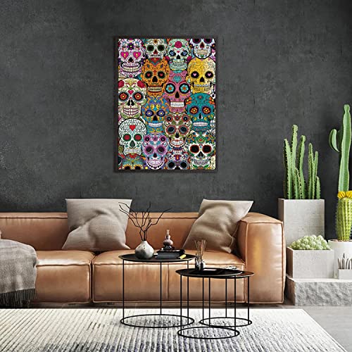 Day Of The Dead Sugar Skull Puzzles For Adults 1000 Pieces, Halloween Horror Skeleton Puzzle Of Mexican Sugar Skulls Poster, Dia De Los Muertos Jigsaw Puzzle Grateful Dead As Skull Decor #TOP6