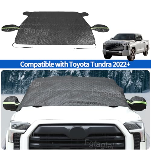 Image of Windshield Snow Cover Fit for Toyota Tundra 2022-2024, Front Windshield Cover for Ice and Snow, Windshield Ice Cover Protects from Rain, Sun, Frost (Black)