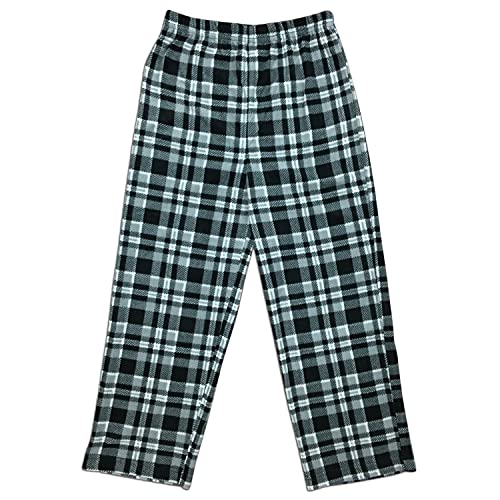 Mad Dog Concepts 3-Pack Boys Pajama Pants - Soft Micro Fleece Pj Bottoms For Kids, Printed Plaid Design - Boy's Sleepwear - Size 10-12, Gray/Blue/Red #TOP7