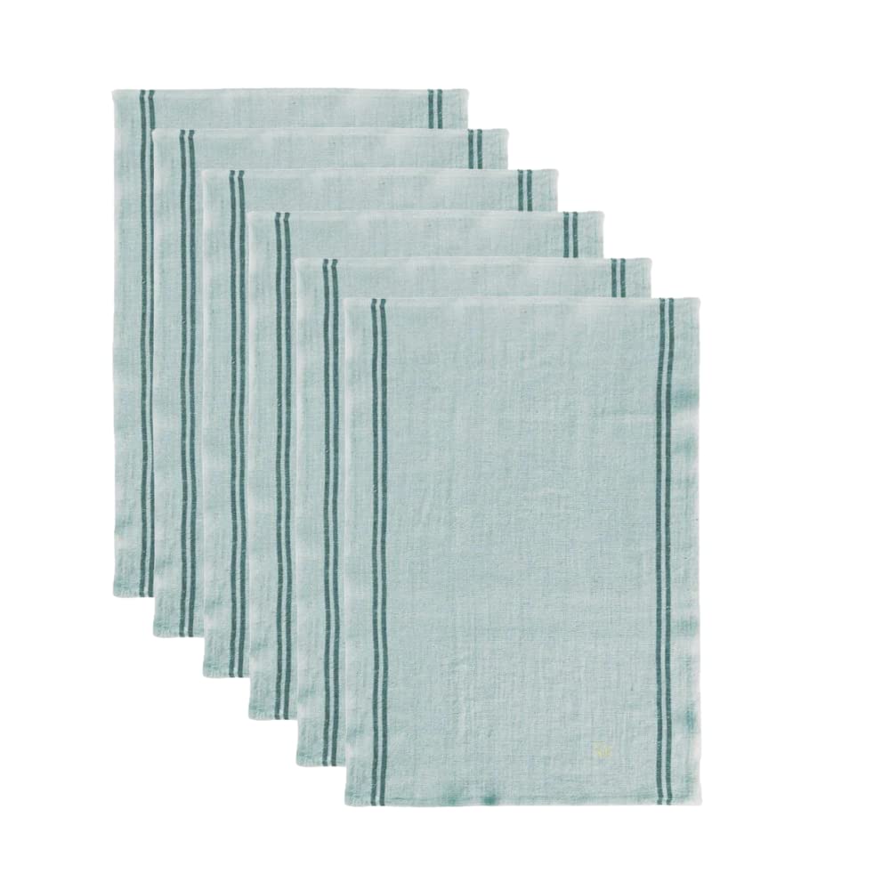 Moutty Set di 6 strofinacci 100% lino fabbricati in Francia (blu molto chiaro)