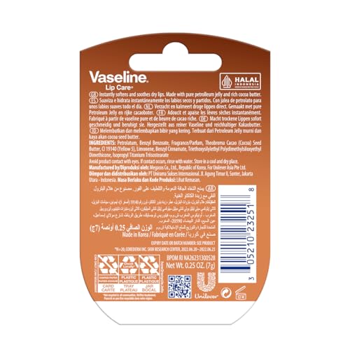 Image of Vaseline Lip Therapy Cocoa Butter | Nourishing Balm for Soft & Glowing Finish | 72Hr Moisturization | Cocoa Butter Fragrance | 7g