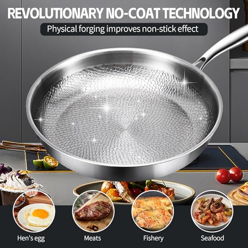 PakaLife Titanium Pan with Hammer & Lid,11.8'' Titanium & Stainless Steel Pro Cookware,Multifunctional Pots and Pans Set,Scratch-Resistant Non Stick Frying Pans for Cooking - Image 5