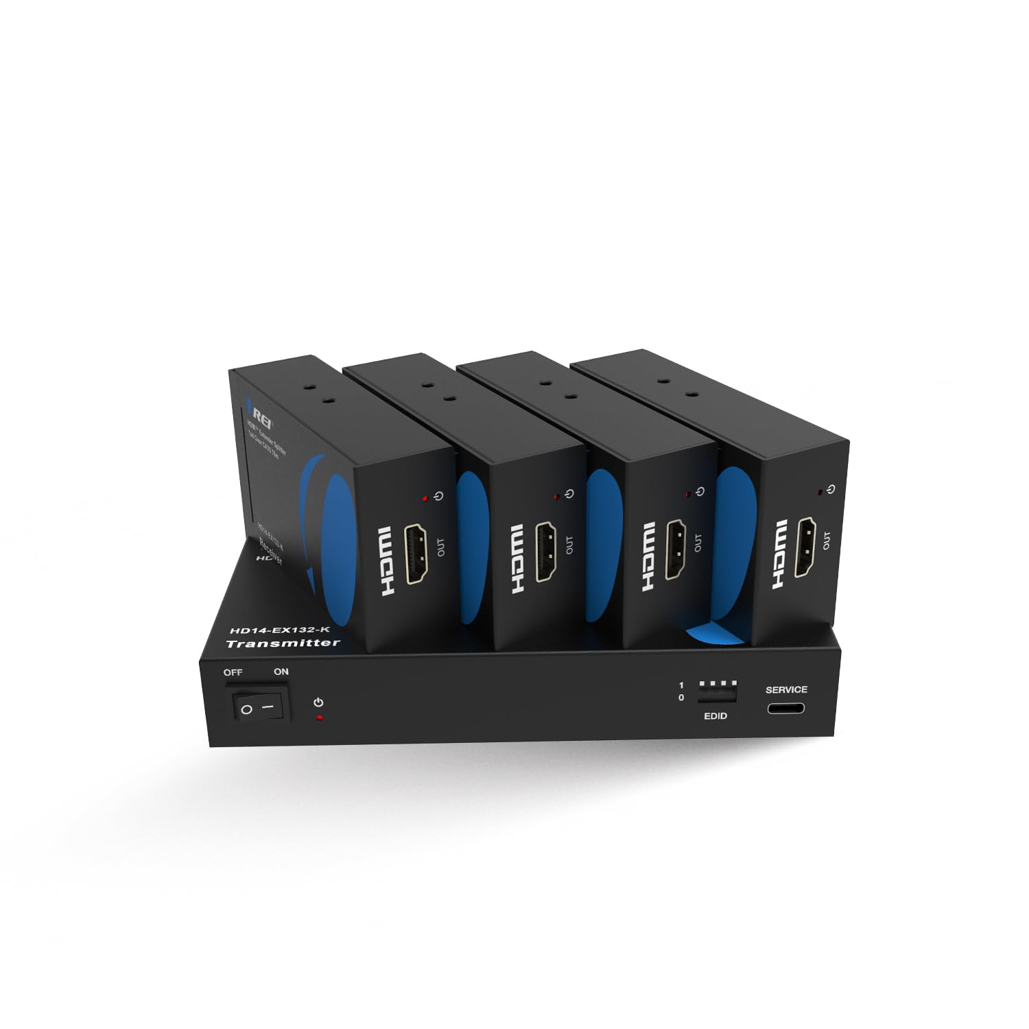 Orei 1X4 Hdmi Extender Splitter Over Single Cable Cat6 7 1080P with Ir Remote Edid Management Up to 132 Ft Loop Out Low Latency 1x4 HDMI Extender - 132 FT Black