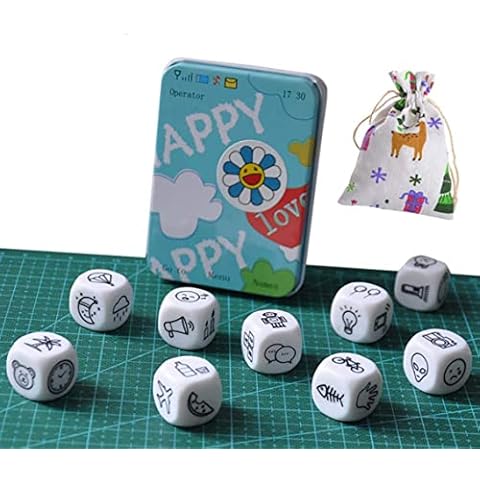 HCDIM DIY Happy Story Dice 9 Cubes Toys 54 Images Unlimited Stories Combinations Iconic Storytelling Game Imaginative Play for Kids Cover