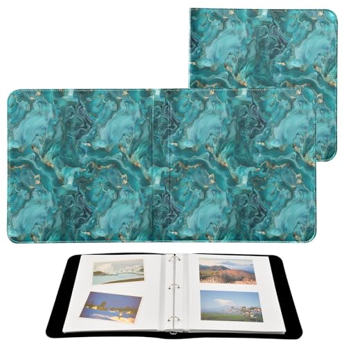 Álbum de fotos ALAZA color multicolor con cubierta de cuero sintético, diseño de tres anillos y páginas autoadhesivas para bodas, viajes y recuerdos familiares miniatura 2