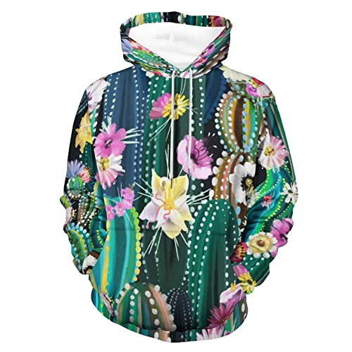 Sweats à capuche manche longue UMENG sweat-shirt pull homme femme imprimé plante cactus S