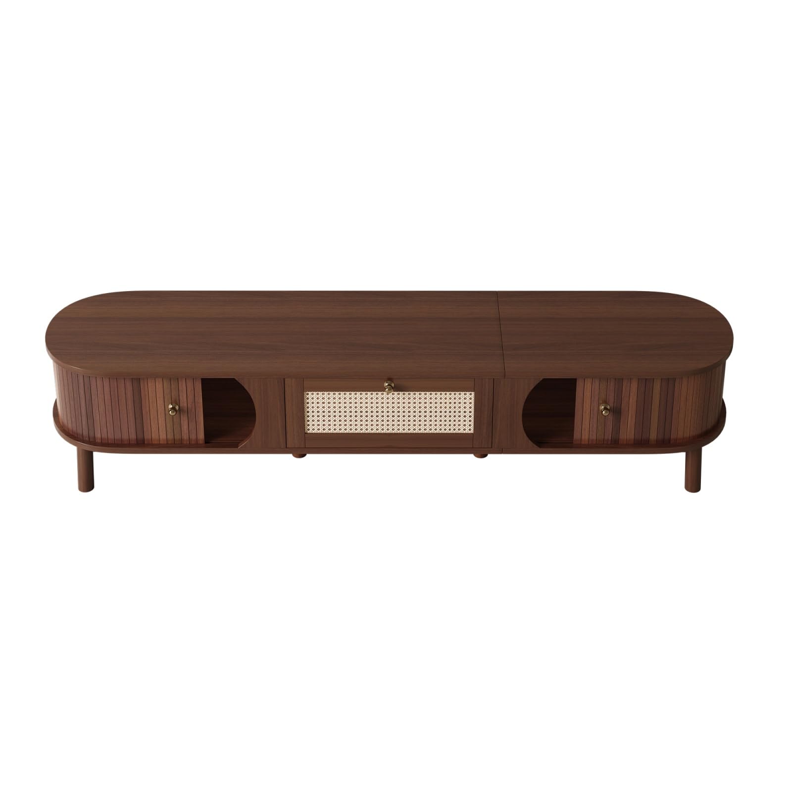 PUGSDRLY Meuble TV avec tiroirs 170 L x 39,5 B x38 H, TV Table pour Salon avec 2 Portes (Natural)