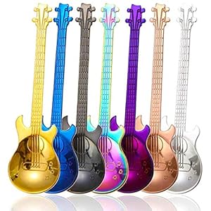 Gitaar Koffie Theelepels, 7 stks Kleurrijke Roestvrij Staal Muzikale Koffie Lepels Leuke Theelepels Set Roeren/Mixen/Suiker/Dessert/Jam/Ijslepel