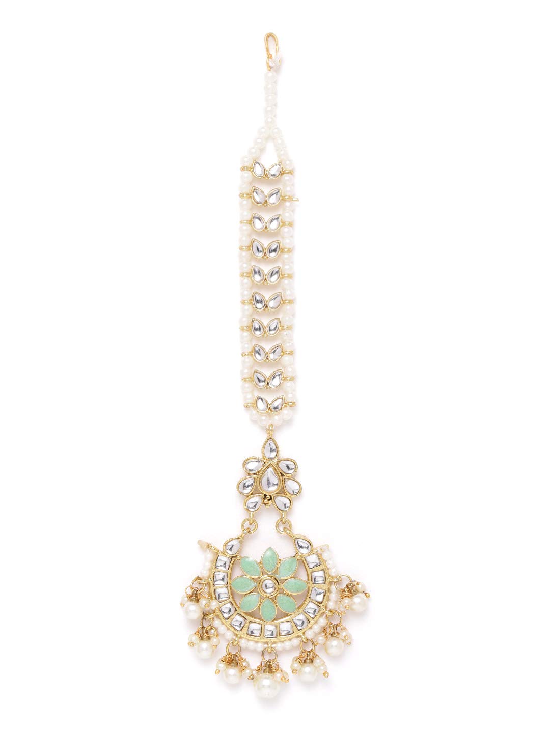 Zaveri Pearls Enamelling Sea Green Flower Wedding Collection Kundan & Pearls Maangtikka for Women-ZPFK9609 (B08F3BS6L5) Amazon Price History, Amazon Price Tracker