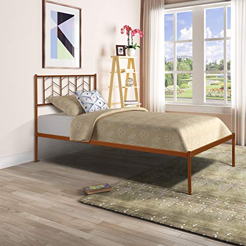 shabi Moldura de metal para cama com cabeceira, estrutura sólida vintage, estabilidade, armação de m