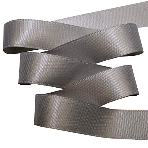 Image of Morex Ribbon 08816 /50-017 Double Face Satin Ribbon, 3 /8 inchx 50 Yd, Metal Grey