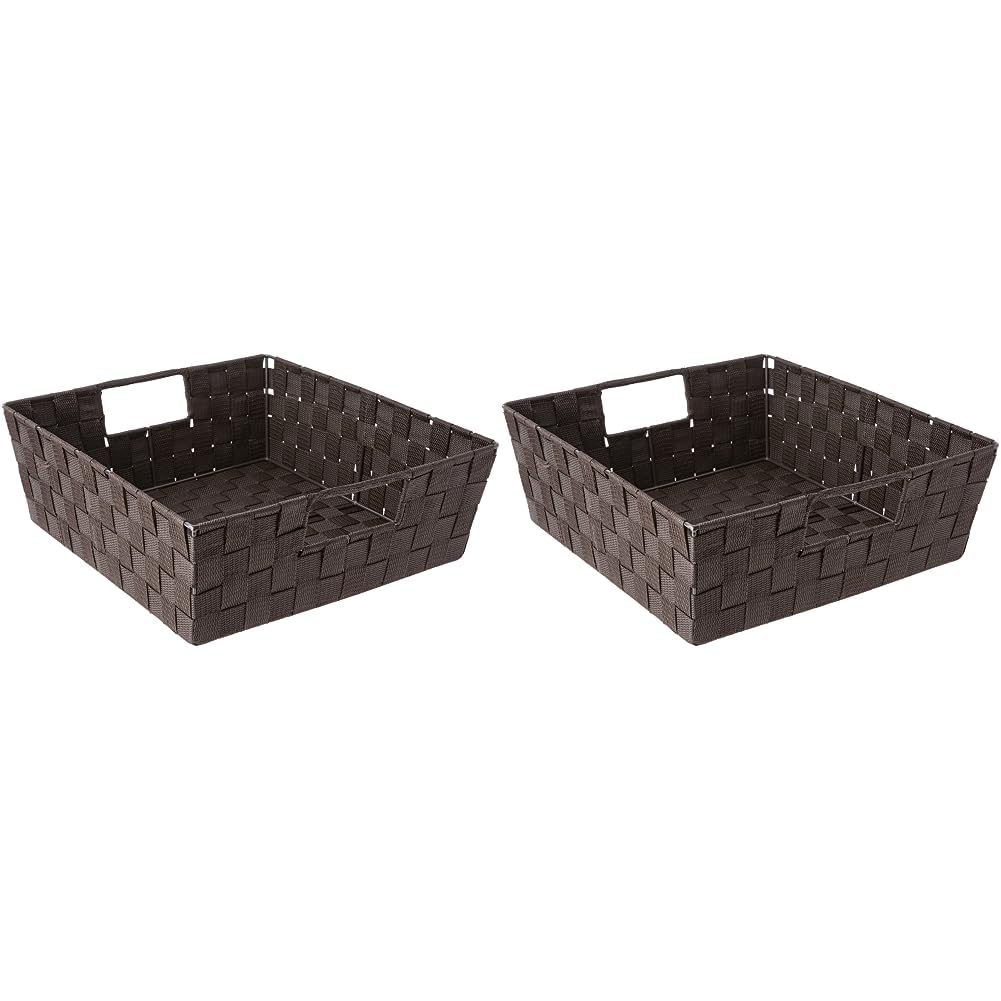Whitmor Espresso Woven Strap Shelf Storage Tote Basket, 1