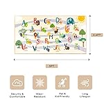Ashler Kids Rug, Alphabet and Animals Carpet for Playroom, 5x2.6 Feet, Children's Educational Play Mat ABC Rugs for Toddlers, Play Rug for Baby Bedroom, Non-Slip Area Rugs for Kid Bedroom, Yellow - Image 2