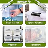 Iris Ohyama, Kunststoff-Aufbewahrungsbox mit Deckel, 45L, 3er-Set, Transparent, 98% recycelter Kunststoff, Verschlussclips, Griff, Stapelbar, Fürs Schlafzimmer, Ankleidezimmer, Büro, BPA-frei, BSB-45