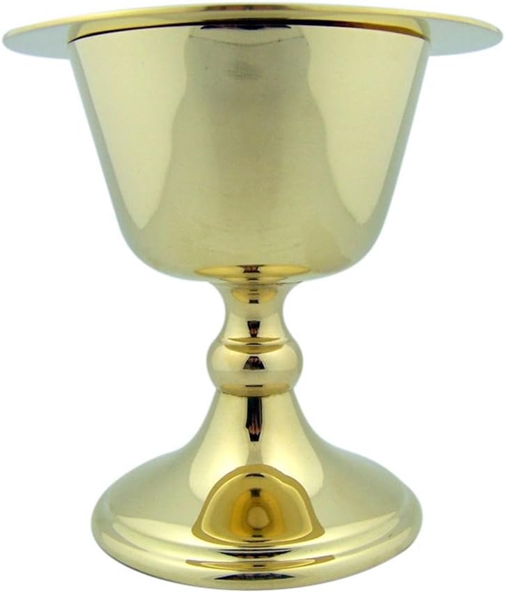 Religious Gifts Sacred Vessel Cup High Polished Brass 2.5 Ounce Chalice and Paten Set