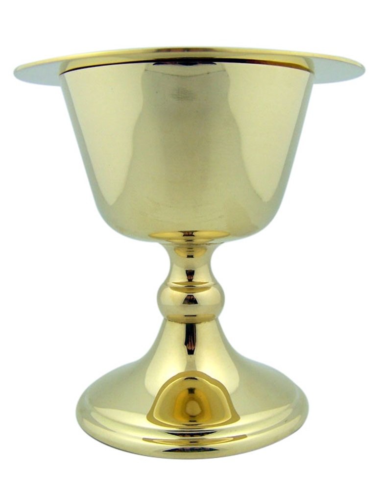 Religious Gifts Sacred Vessel Cup High Polished Brass 2.5 Ounce Chalice and Paten Set