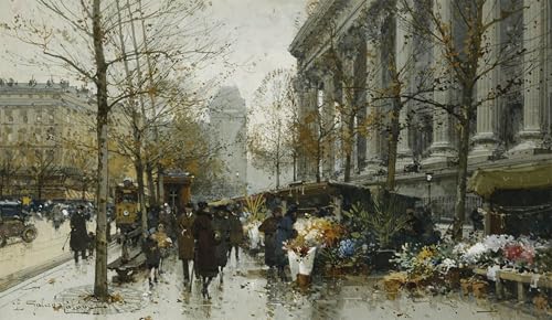 La Madelaine Paris d'Eugène Galien Laloue toile murale abstraite décoration salon nostalgique