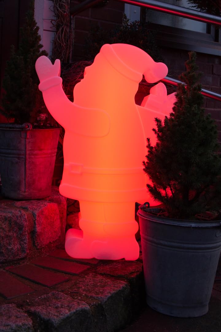 8 seasons design LED Weihnachtsmann mit Farbwechsel Shining Santa 78 cm (Weiß), dimmbar, großer beleuchteter Nikolaus für Innen & Außen, Fernbedienung, Weihnachten Dekolampe