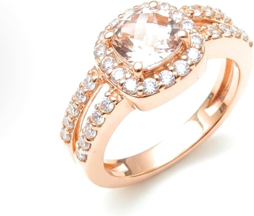 Natural 1.25ct Peach Morganite 14k Rose Gold Over Sterling Silver Engagement Ring Size 5, 6, 7, 8, 9 - Image 2
