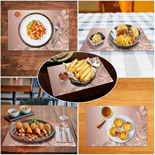 Sets de table rose lavables et résistants pour cuisine 6 pcs - 6