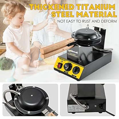 Cgoldenwall Bubble Waffeleisen für klassische Eierwaffeln丨1400W mit Antihaftbeschichtung für Cafe/Dessert-Shop/Restaurant丨Automatische Temperatureinstellung inklusive Rezeptvorschläge&Bedienungstipps – Bild 5