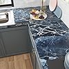 FunStick Marble Effect Wallpaper for Kitchen Worktop Covering Vinyl Self Adhesive Gold Blue Marble Wallpaper Waterproof Vinyl Wrap for Bathroom Worktop Dark Blue Sticky Back Plastic Kitchen 30CMx5M #1