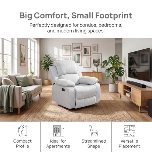 Image of Recliner Chair, Oversized Linen Single Sofa for Living Room, Grey | Adjustable Backrest,Full-body Ergonomic Design,Premium Quality