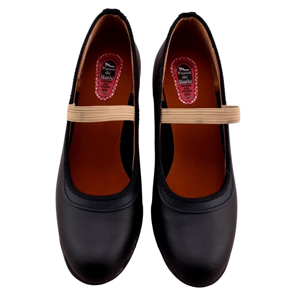 Pasos de baile - Zapatos para Baile con puntillas y Tira elástica. Academia Flamenco y sevillanas. 644986 Cuero