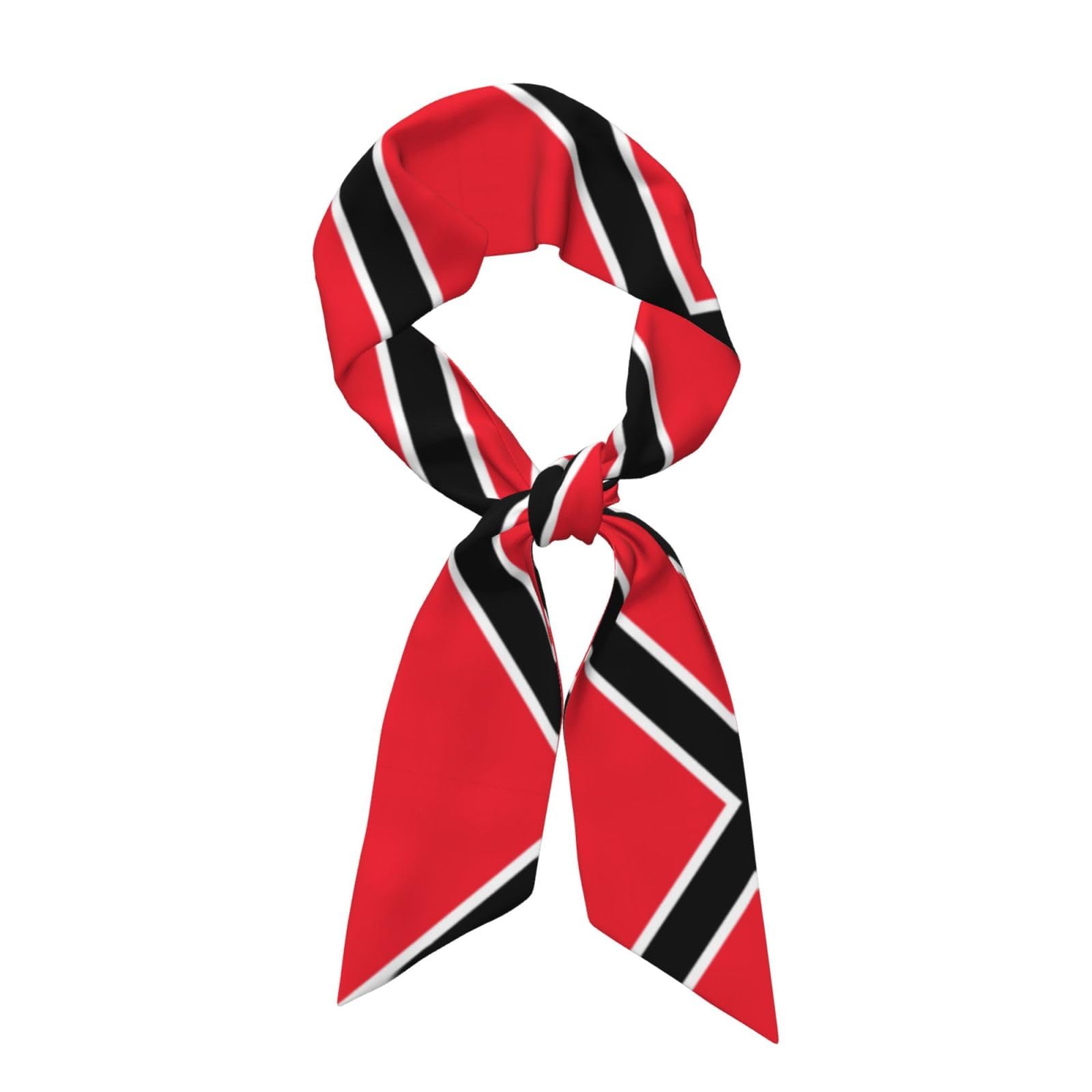 WZYWHJ Flag of Trinidad and Tobago Printing Silk Scarf for Women 46.9 * 3.1 In Headband, Black, One Size
