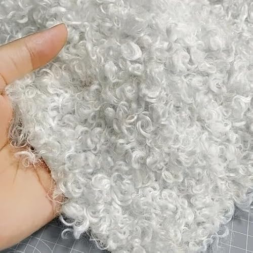 Morezmore M01665 White Curly Faux Fur Fabric 16x19