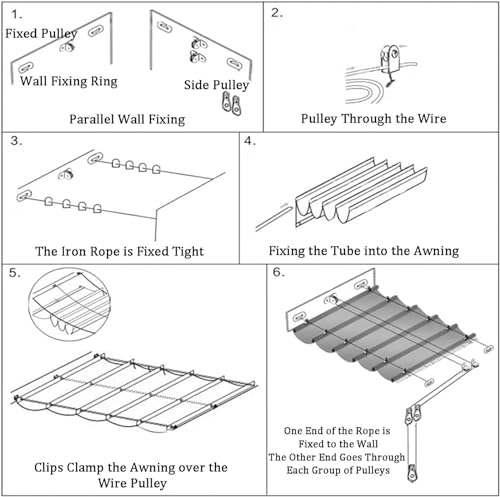 Voile d'ombrage ondulée rétractable pergola auvent HDPE - 5