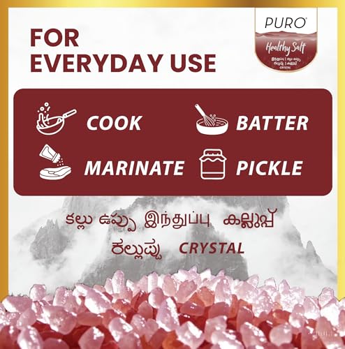 Image of Puro Healthy Salt || Rock Salt || 1 kg (Crystal), 100% Natural, Low Sodium, with Natural Minerals (Pack of 3)