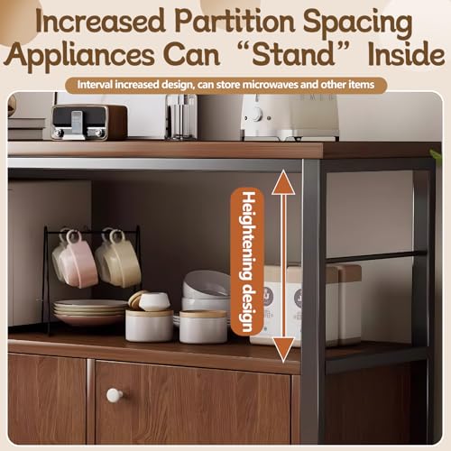 Andgogo Sideboard Buffet Cabinet with Storage, Kitchen Storage Cabinet, Coffee Cabinet with Door,Floor Standing Coffee Bar Table Organizer Cabinets for Kitchen Living Room Dining Room(120*30*78cm)