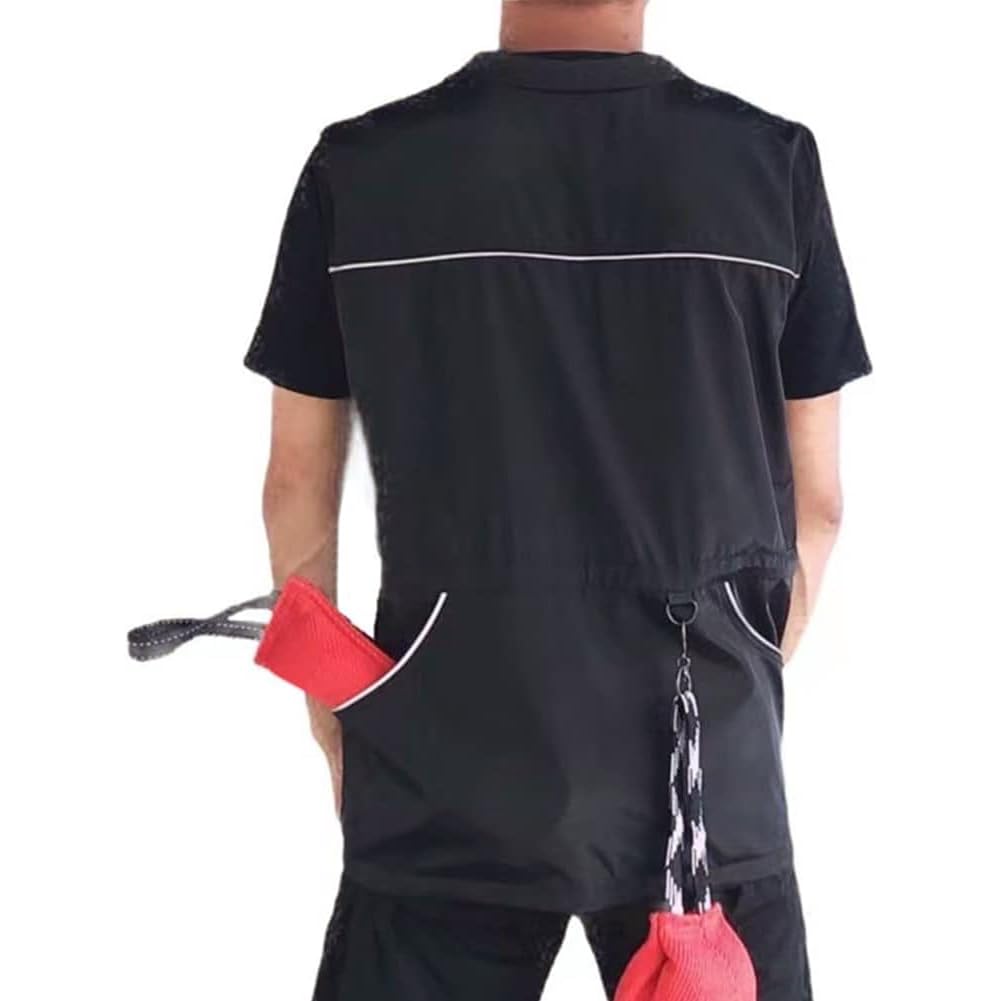Reflektierende Hundetrainerjacke mit mehreren Taschen, verstellbarer Taillen-Kordelzug, Trainingskleidung, Größe M