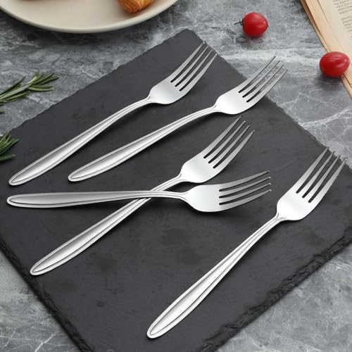 Image of Unokit Forks and Spoons Silverware Set - 24-Piece Food Grade Stainless Steel Silverware for Home, Kitchen and Restaurant, 12 Forks and 12 Spoons