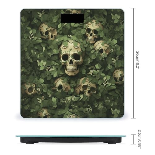 Báscula digital de vidrio templado con diseño calavera y hojas miniatura 2