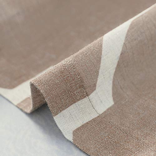 Jinchan Moroccan Valance Curtain For Kitchen Living Room Linen Blend Quatrefoil Flax Geometry Lattice Valance For Small Windows Light Filtering Rod Pocket 1 Panel 18 Inch Charcoal Taupe On Beige #TOP4