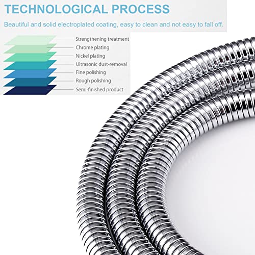 Oupukle Shower Hose 2M, Long Shower Hose, Stainless Steel Shower Pipe Double G1/2" Brass Core Connector Anti-Kink, Anti-Twist(79Inch) - Image 3