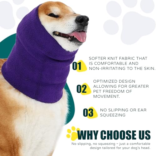 Image of Dog Calming Hoodie Quiet Head Cover Sleeves Double Layer Thickened Dog Ear Muffs Noise Protection,Dog Hematoma Ear Wrap, Dog Headband for Anxiety Relief for Bath, Thunderstorms