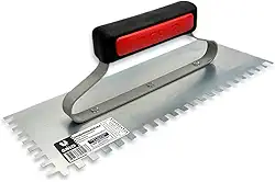 Desempenadeira Galo Aço Temperado 290x120mm Dentada Para Argamassa Contra Piso Original P/Pedreiro Profissional - (212/03)