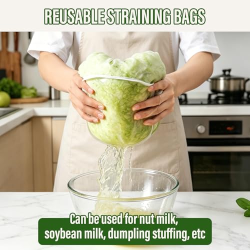Image of Organic Cotton Cheesecloth Bags，2026 New Reusable Straining Cheese Cloth Bag for Straining, for Filter Nut Milk, Yogurt, Fresh Cheese, Juicing, Coffee, Milk, Butter & Juices (mixed 3pcs)