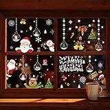 🎅 【Diseño de doble cara】 - 8 hojas de pegatinas navideñas para ventanas, cada una de 30 x 20 cm (11,8 x 7,8 pulgadas), doble cara visible. ¡No dudes en decorar tu fiesta de Navidad! Por favor, compruebe el tamaño antes de realizar un pedido.