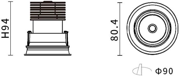 11W LED Ceiling Panel Light Recessed Grille Integrated Spotlight Round Anti-Glare Aluminum Energy Saving Accent Spot Lamp Commercial Ceiling Embedded Lighting Fixture Outdoor Light