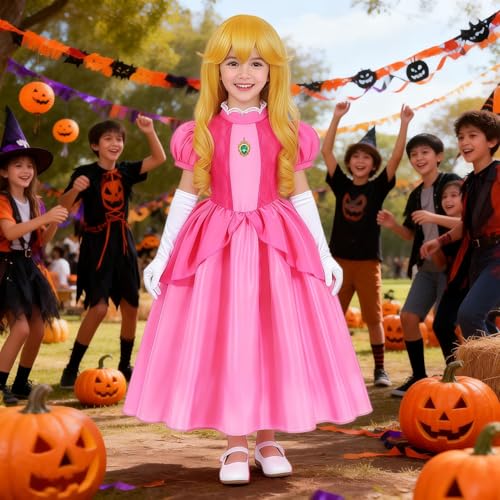 Disfraz rosa de princesa para niñas vestido de gala miniatura 4