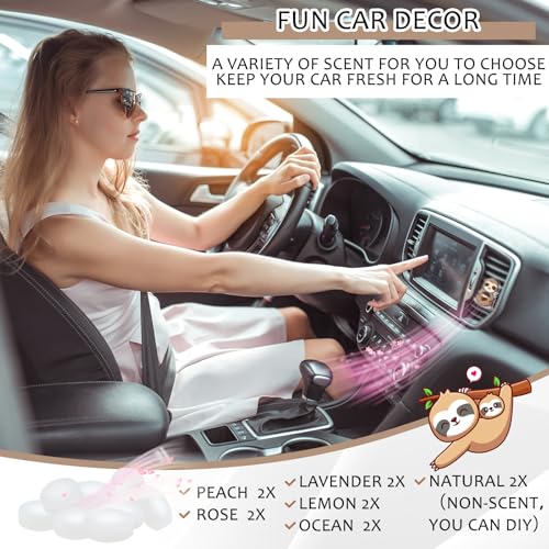 Image of 12 Pcs Cute Car Air Freshener Clips, Sloth Car Vent Clip, Funny Car Accessories for Women, Air Conditioner Vent Decorations, Cartoon Animal Interior Decor Sloth Gifts for Women Men