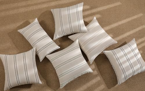 Image of Hckot Spring Throw Pillow Covers 24x24 Set of 2 Striped Pillow Covers Textured Linen Decorative Pillows Square Cushion Covers for Sofa Couch Bed Living Room Farmhouse Decor, Sage Green