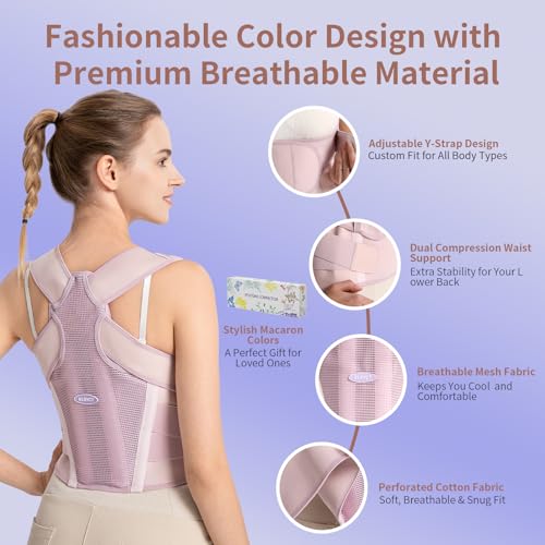 Image of NLNYCT Posture Corrector for Women - 2-in-1 Back Brace with Shoulder Support, Adjustable Full Back Straightener for Upper & Lower Back Pain Relief, Hunchback, Scoliosis & Spine Alignment (X-Large)