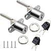 CL-Lin 2 Piece Drawer Lock Silver Plunger Lock with Key for Filing Cabinets Wardrobe Display Cabinet Furniture, Diameter 16 mm, Length 61 mm Key Different