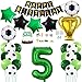 Daimay 29PCS Soccer Birthday Party Decoration Sports Theme Football Party Supplie Champion Trophy Foil Balloon 5th Happy Birthday Banner Green White Black Soccer Balloons Cake Topper for Soccer Fans